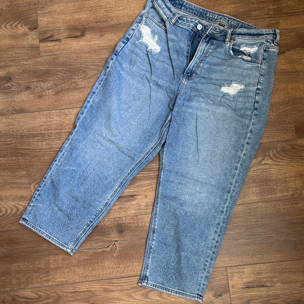 American Eagle Outfitters Light Blue Straight Leg Jeans - 14 X-Short